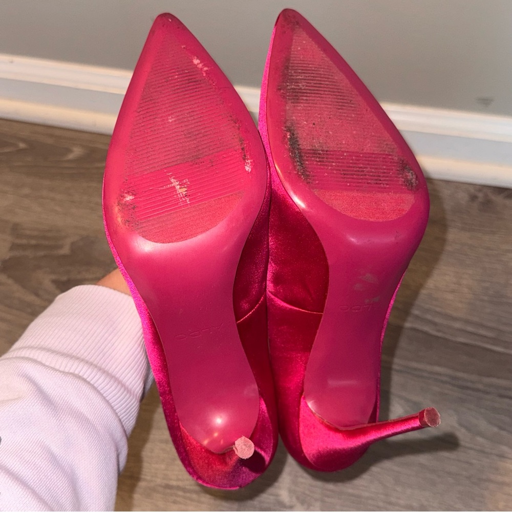 Aldo Fuchsia pink Satin Pointed toe Stiletto Pumps 8 - Picture 11 of 12